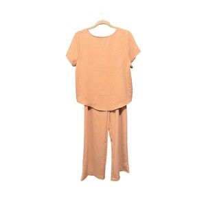 21 Saints 2 Piece Set Beige Top Wide Leg Pants Womens Size Large‎ Loungewear